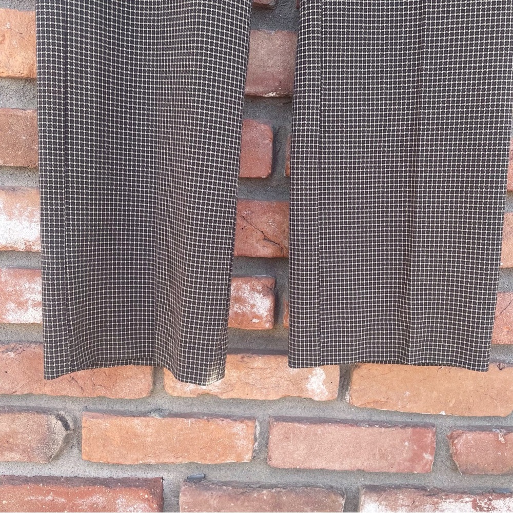 Christopher & Banks Brown Micro-plaid Pull-on Strait Leg Pants Dark Academia - Picture 5 of 10